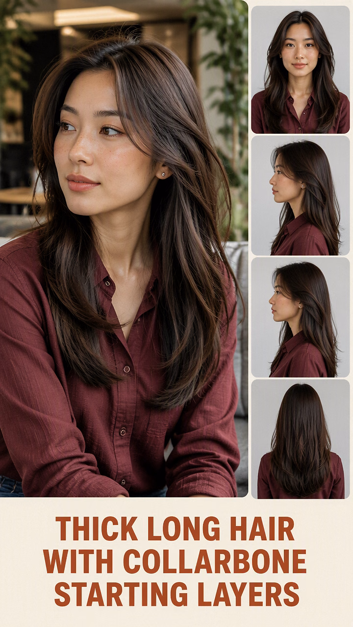 Thick Long Hair With Collarbone Starting Layers