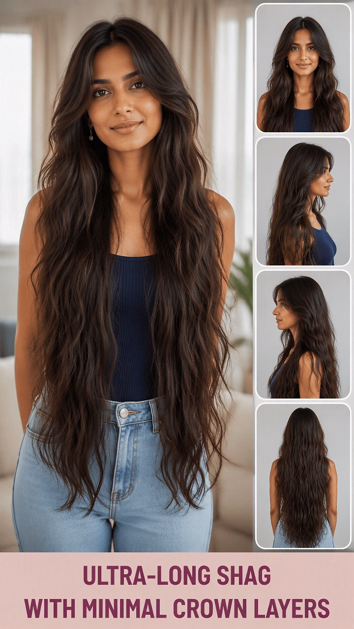 Ultra-Long Shag With Minimal Crown Layers