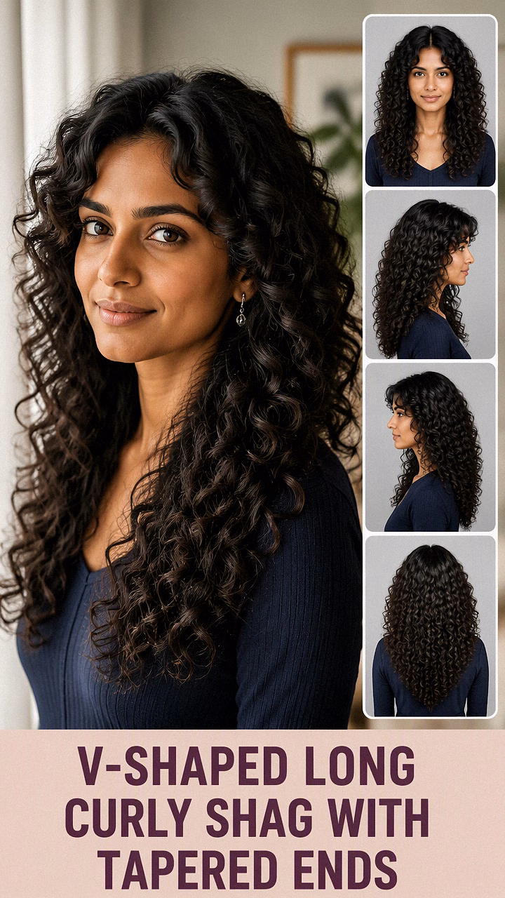 V-Shaped Long Curly Shag With Tapered Ends