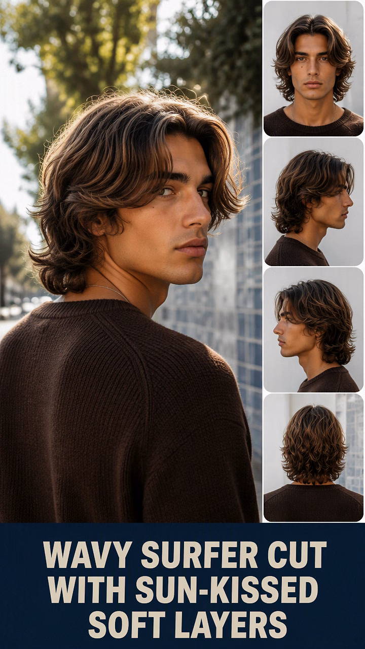 Wavy Surfer Cut With Sun-Kissed Soft Layers