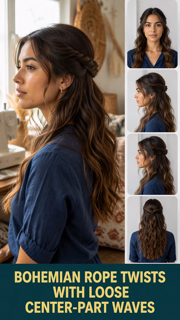 Bohemian Rope Twists With Loose Center-Part Waves