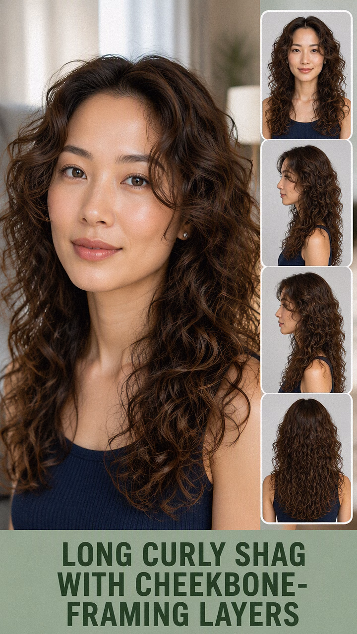 Long Curly Shag With Cheekbone-Framing Layers