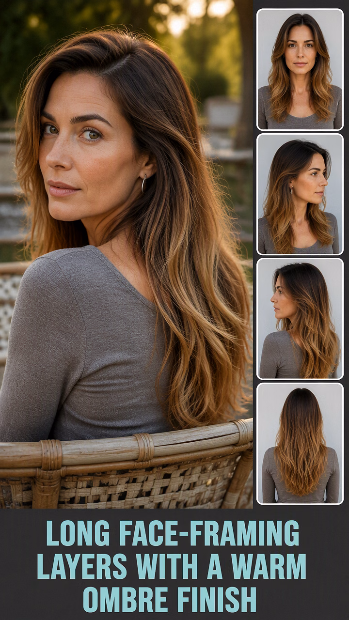 Long Face-Framing Layers With A Warm Ombre Finish