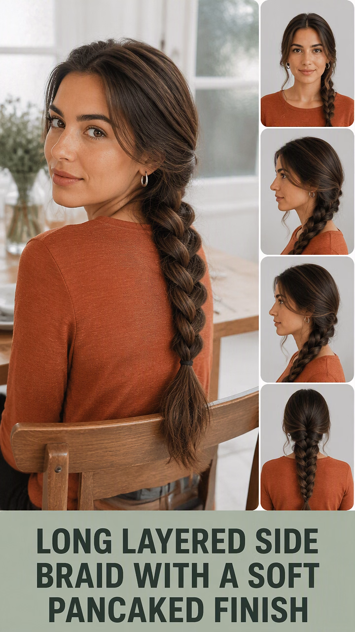 Long Layered Side Braid With A Soft Pancaked Finish