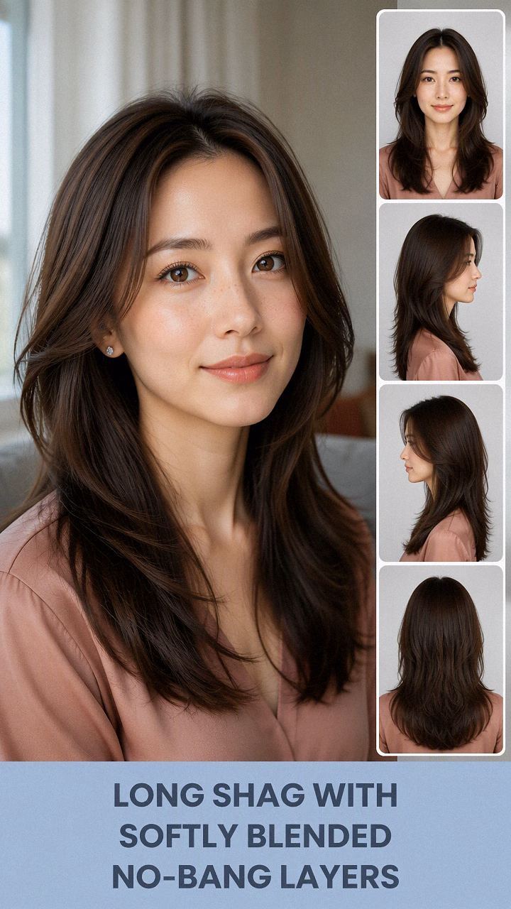 Long Shag With Softly Blended No-Bang Layers