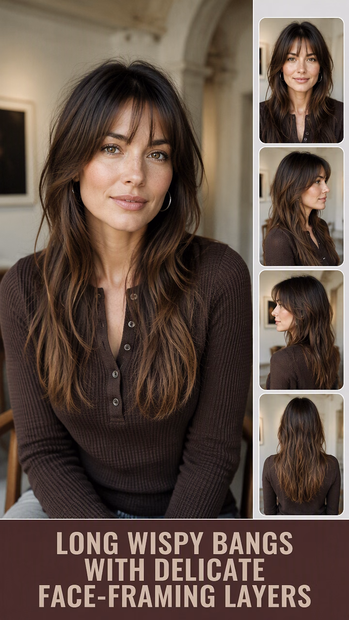 Long Wispy Bangs With Delicate Face-Framing Layers