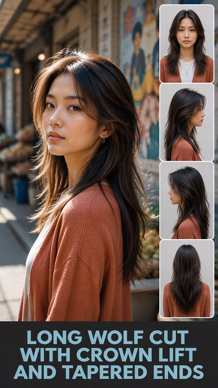 Long Wolf Cut With Crown Lift And Tapered Ends