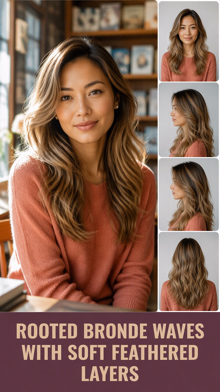 Rooted Bronde Waves With Soft Feathered Layers