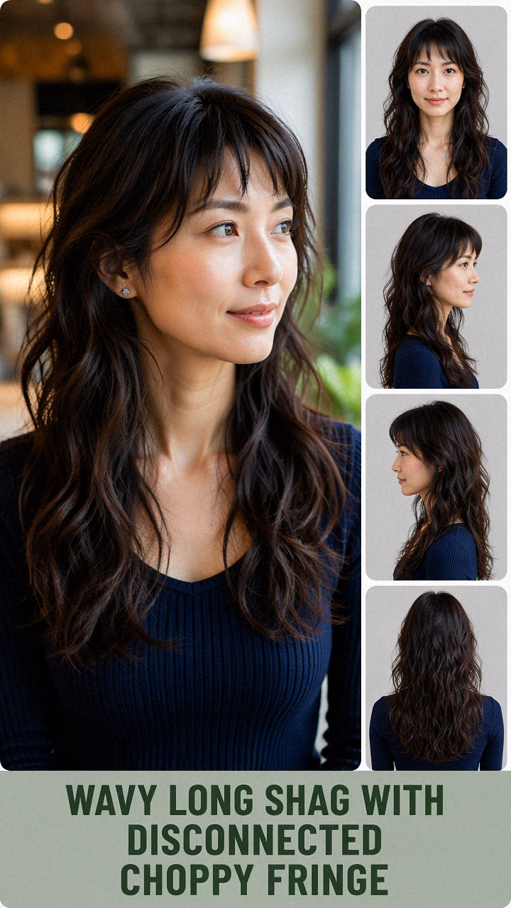 Wavy Long Shag With Disconnected Choppy Fringe