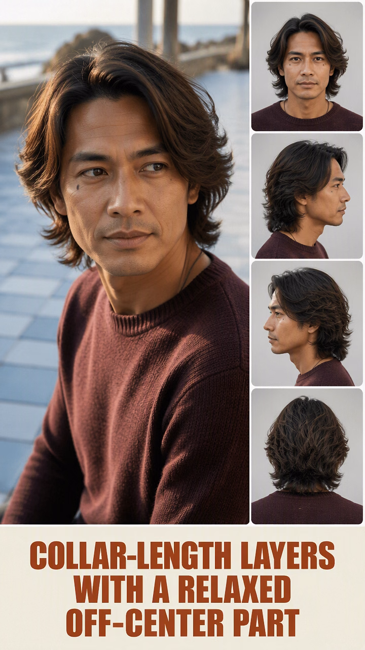 Collar-Length Layers With A Relaxed Off-Center Part