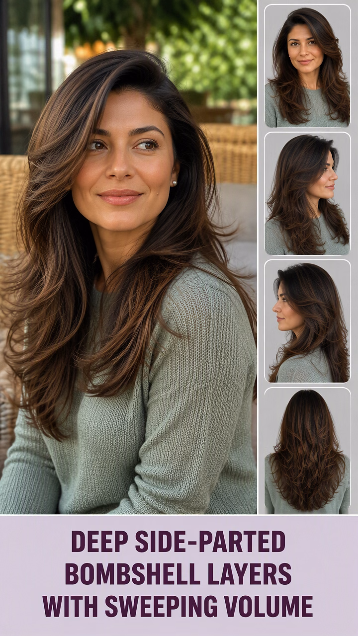 Deep Side-Parted Bombshell Layers With Sweeping Volume