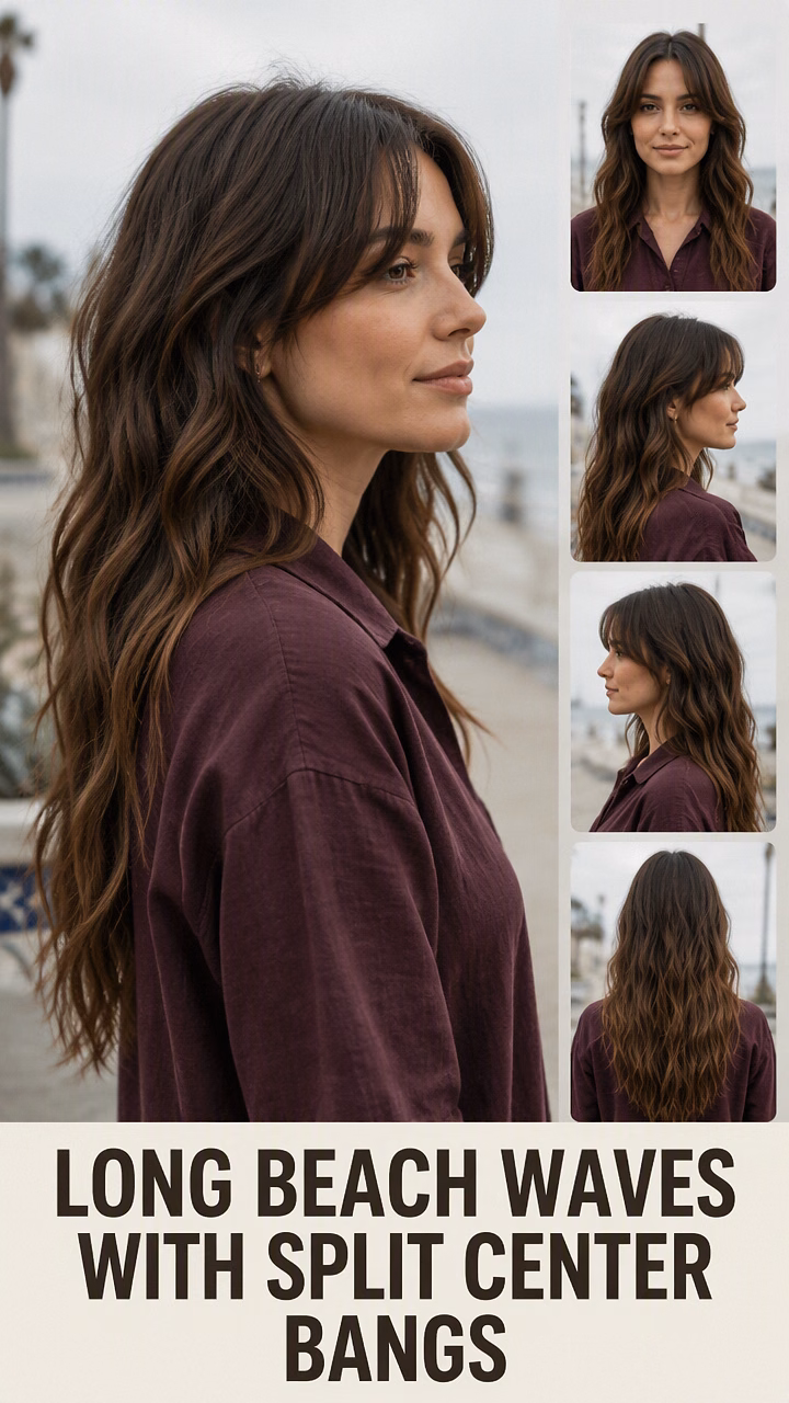Long Beach Waves With Split Center Bangs
