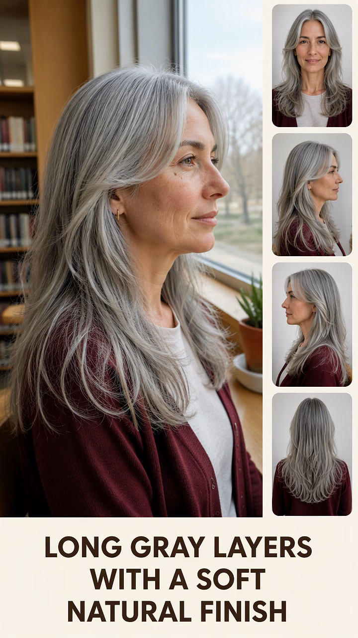 Long Gray Layers With A Soft Natural Finish