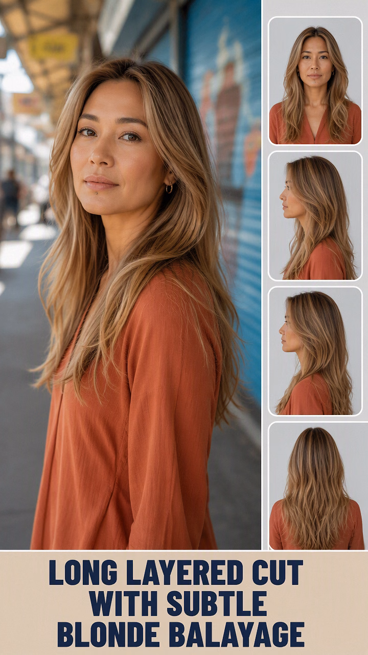 Long Layered Cut With Subtle Blonde Balayage
