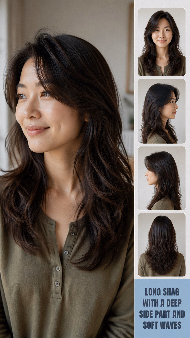 Long Shag With A Deep Side Part And Soft Waves