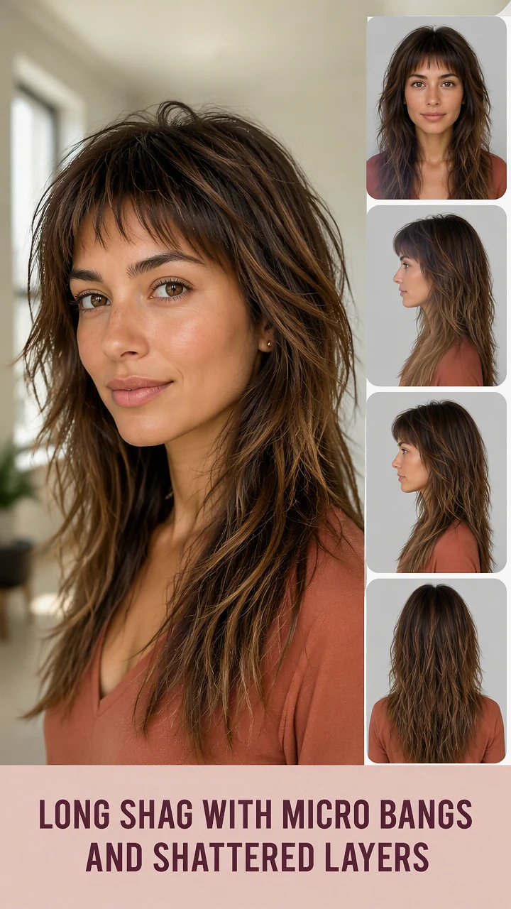 Long Shag With Micro Bangs And Shattered Layers