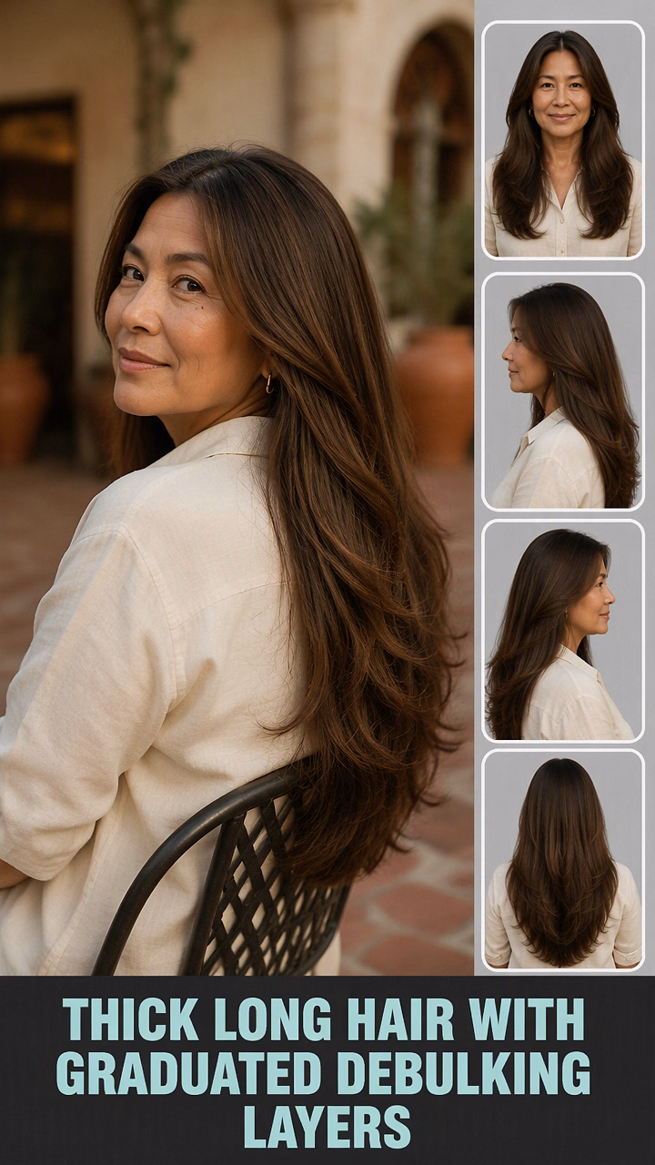 Thick Long Hair With Graduated Debulking Layers