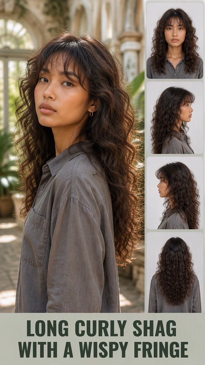 Long Curly Shag With A Wispy Fringe