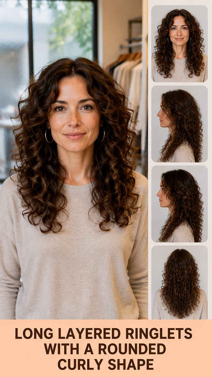 Long Layered Ringlets With A Rounded Curly Shape
