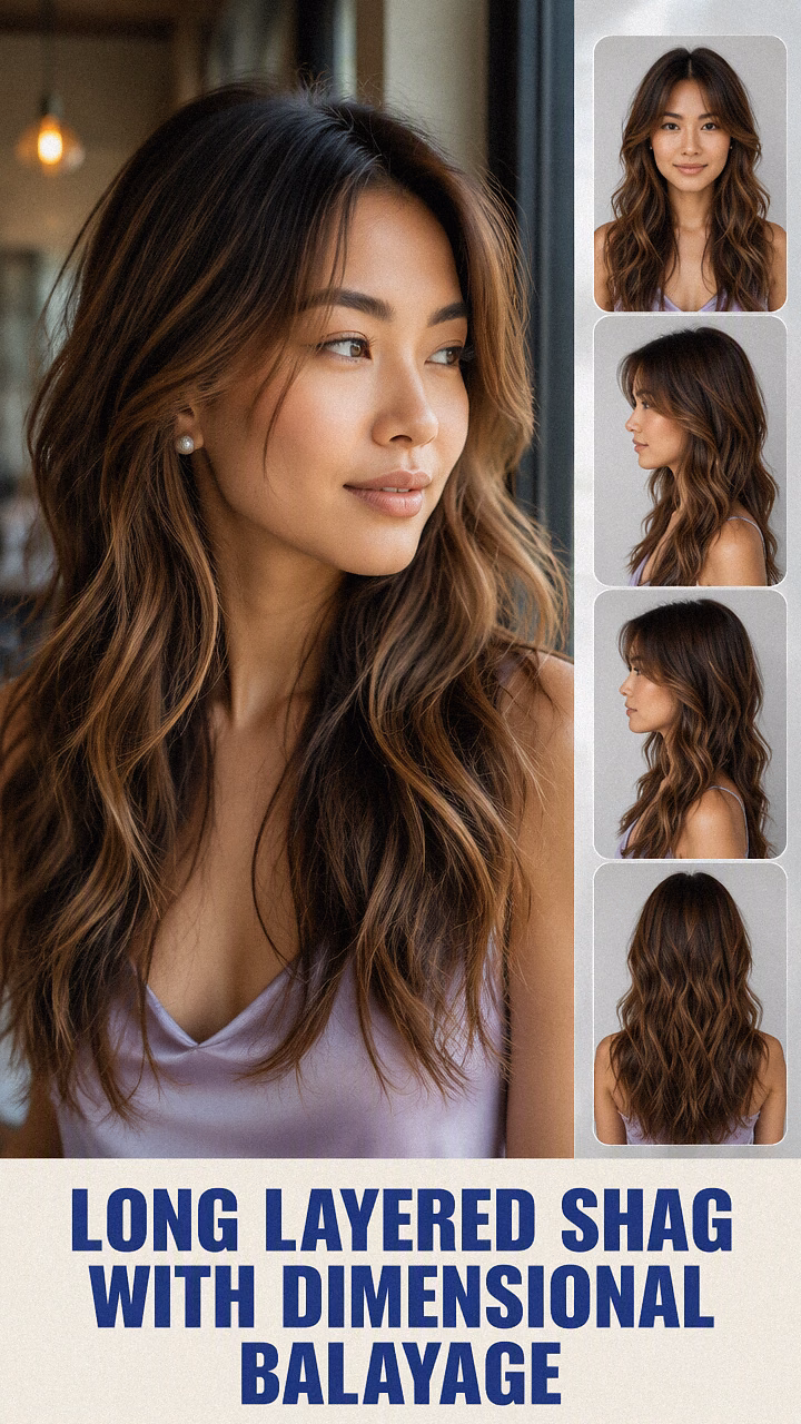 Long Layered Shag With Dimensional Balayage