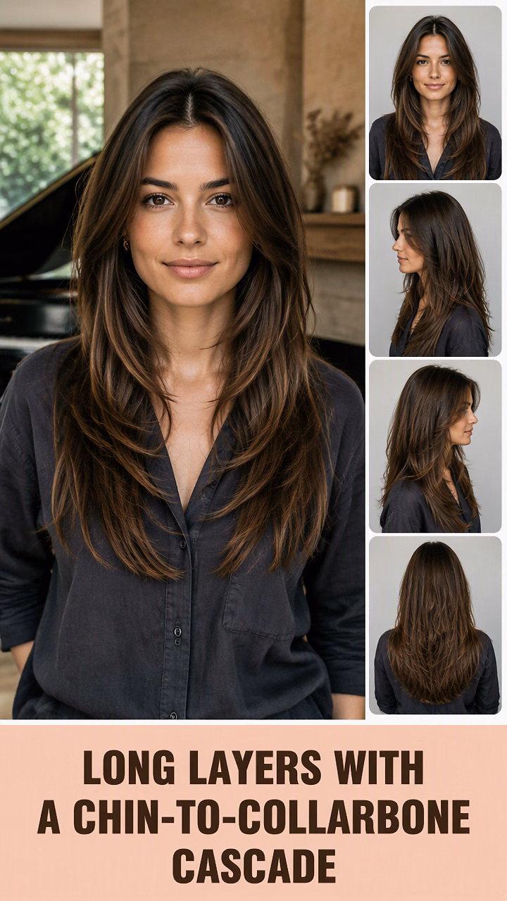 Long Layers With A Chin-To-Collarbone Cascade
