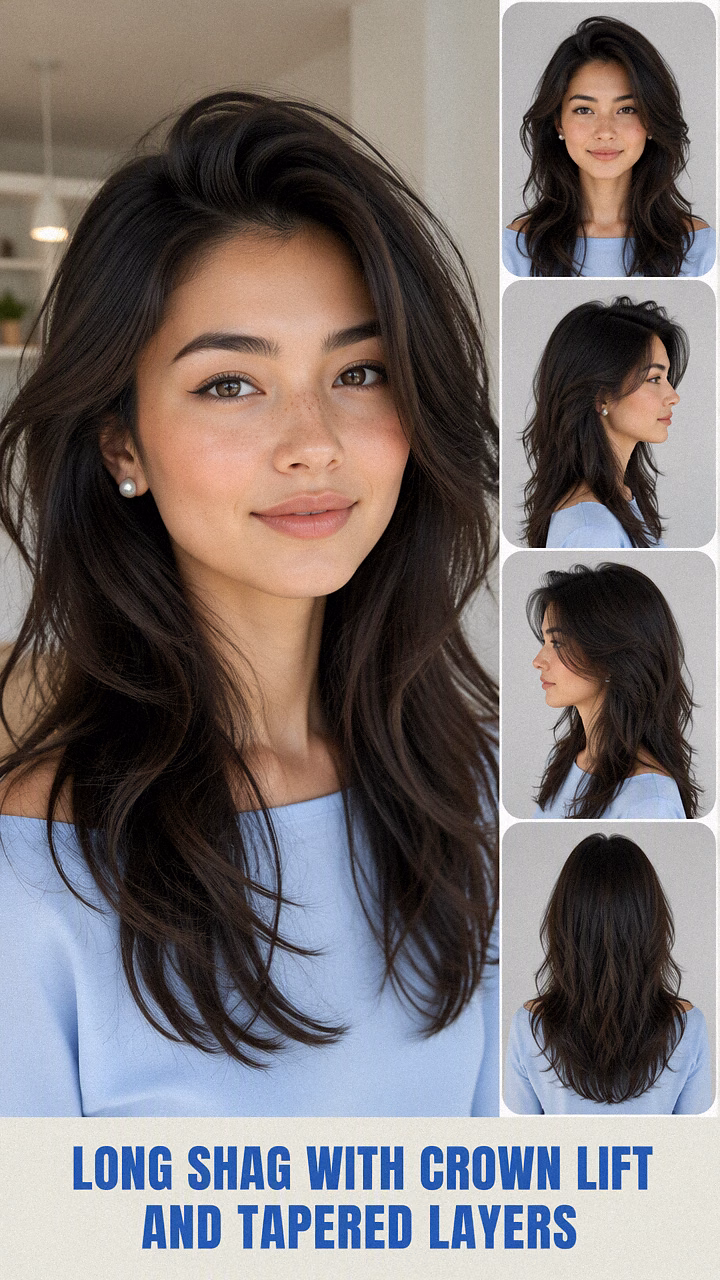 Long Shag With Crown Lift And Tapered Layers
