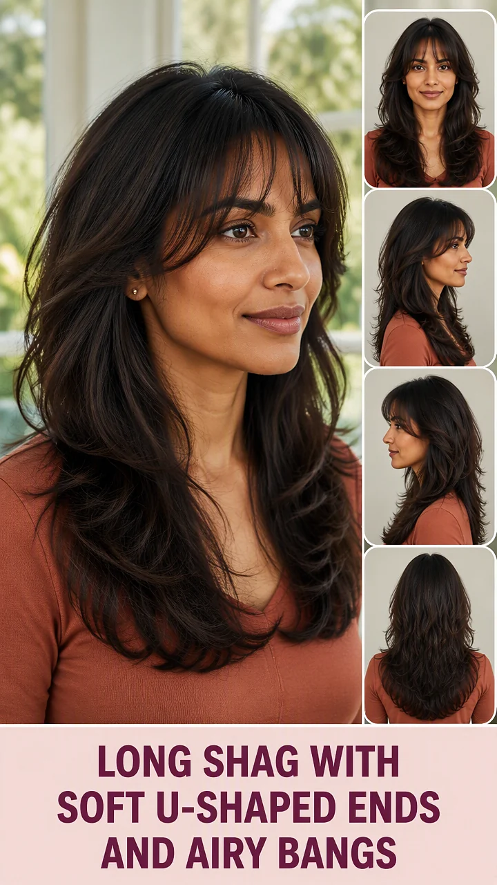 Long Shag With Soft U-Shaped Ends And Airy Bangs