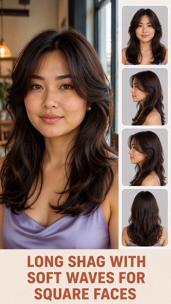 Long Shag With Soft Waves For Square Faces