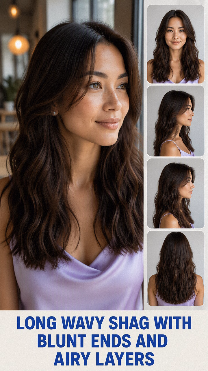 Long Wavy Shag With Blunt Ends And Airy Layers
