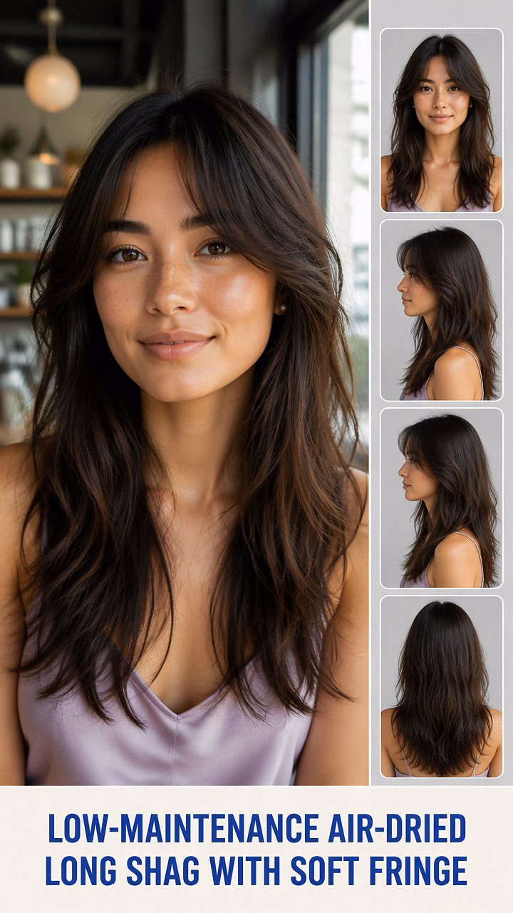 Low-Maintenance Air-Dried Long Shag With Soft Fringe