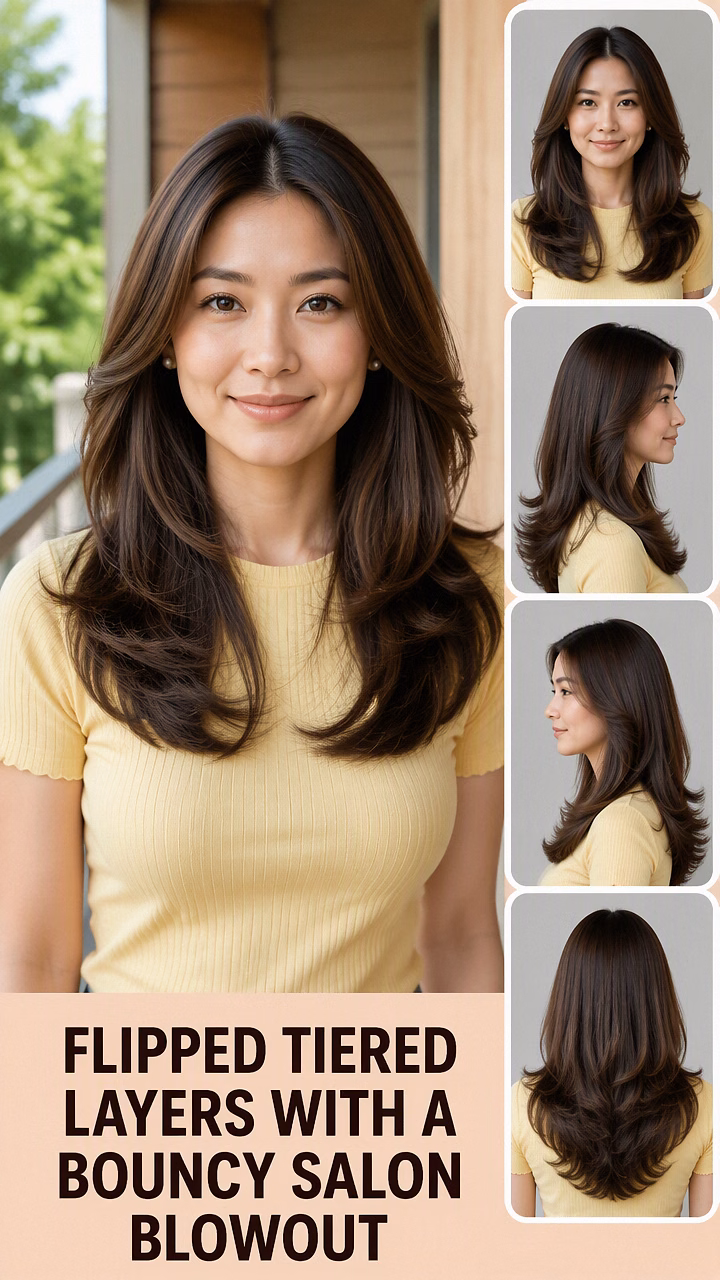 Flipped Tiered Layers With A Bouncy Salon Blowout