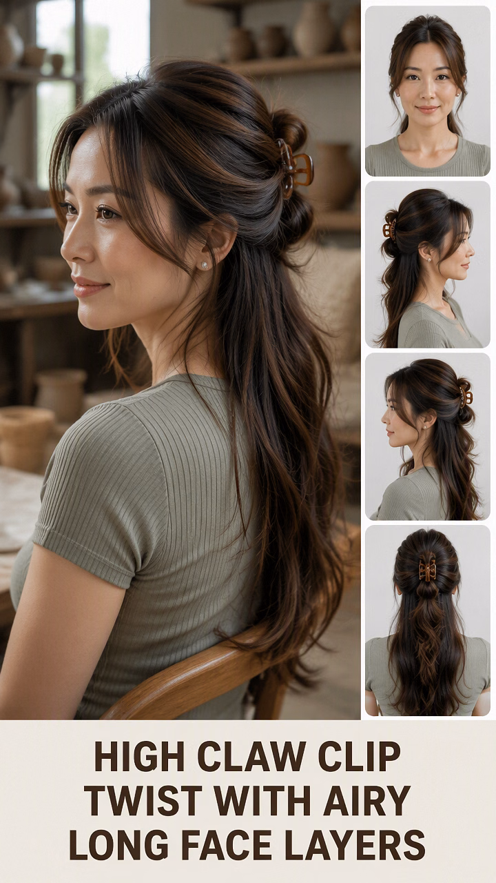 High Claw Clip Twist With Airy Long Face Layers