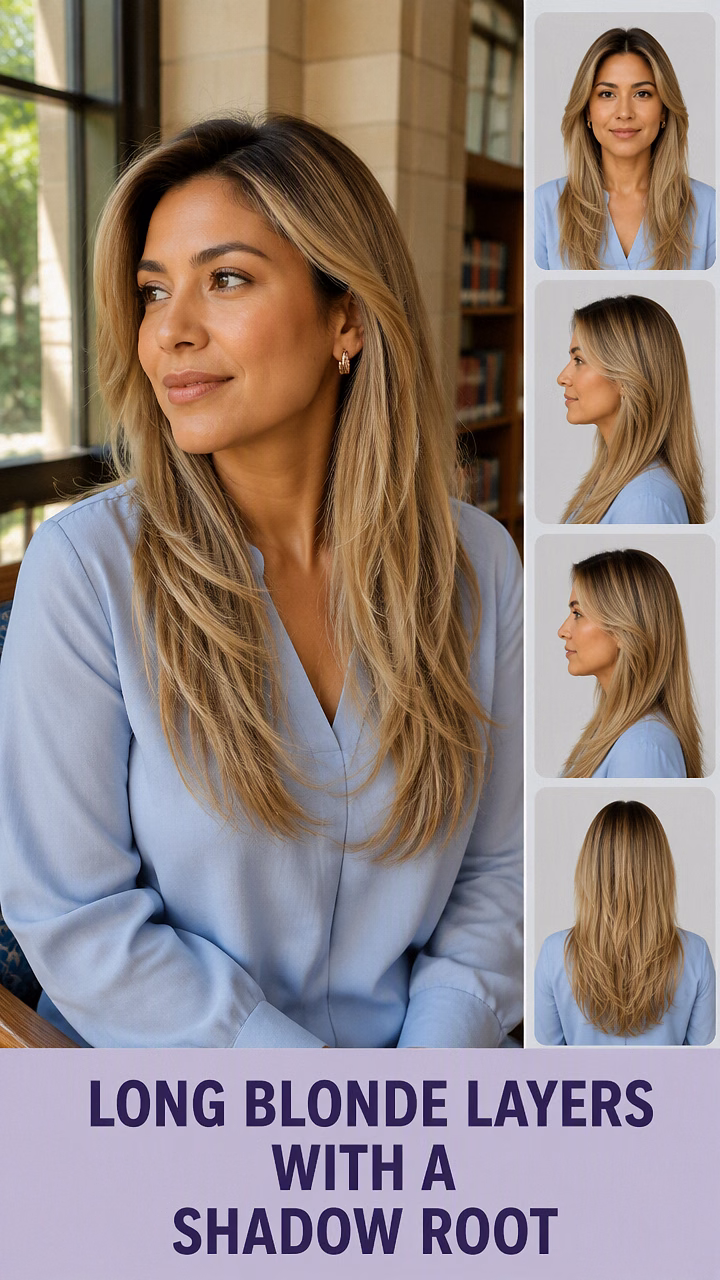 Long Blonde Layers With A Shadow Root