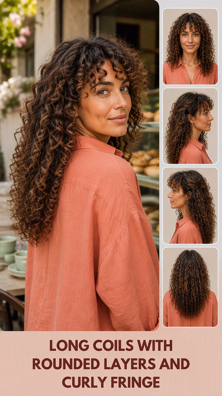 Long Coils With Rounded Layers And Curly Fringe