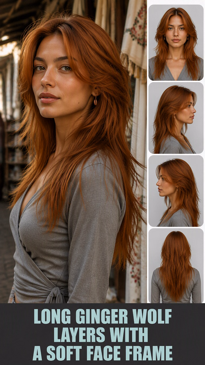 Long Ginger Wolf Layers With A Soft Face Frame