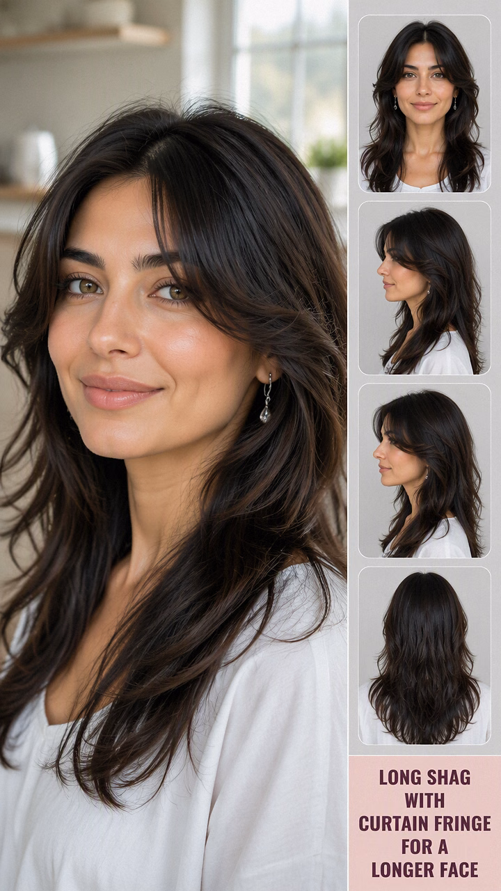 Long Shag With Curtain Fringe For A Longer Face