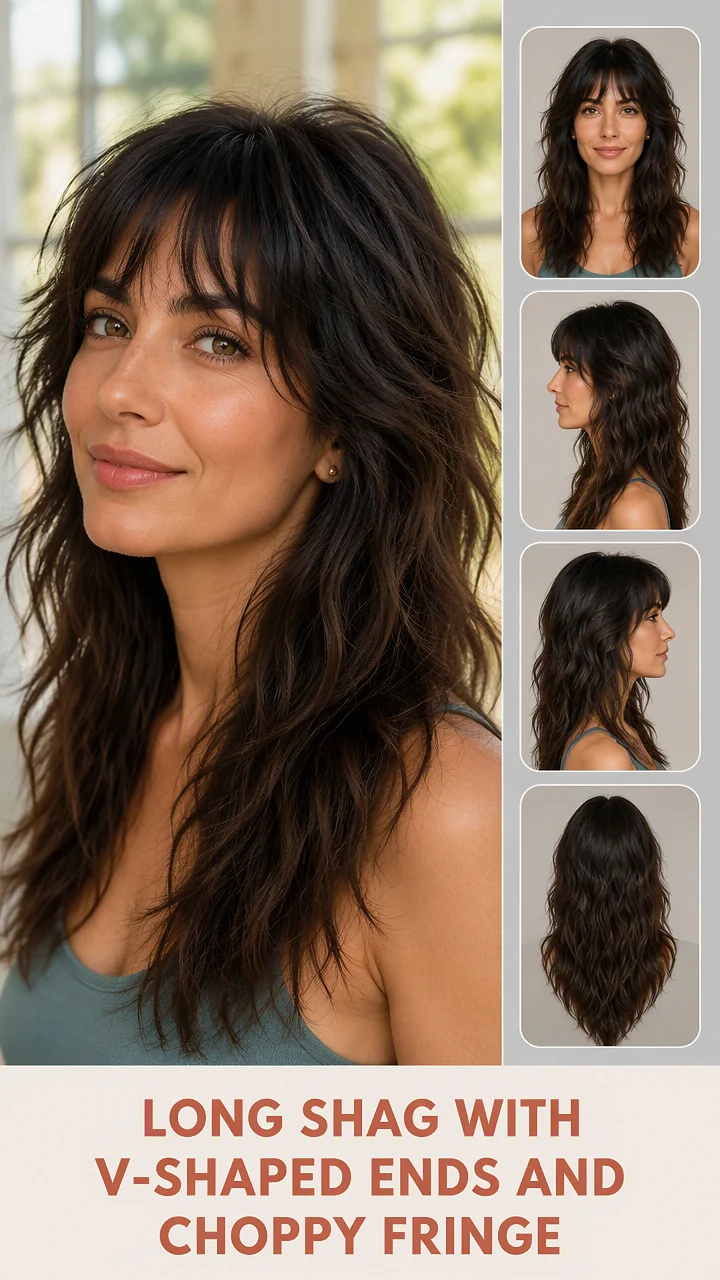 Long Shag With V-Shaped Ends And Choppy Fringe