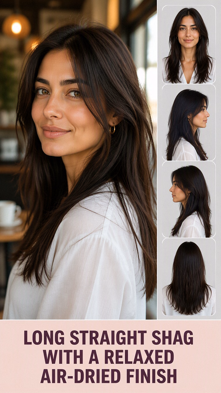 Long Straight Shag With A Relaxed Air-Dried Finish