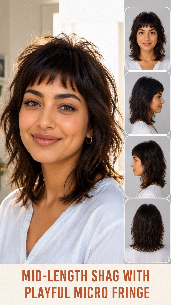 Mid-Length Shag With Playful Micro Fringe