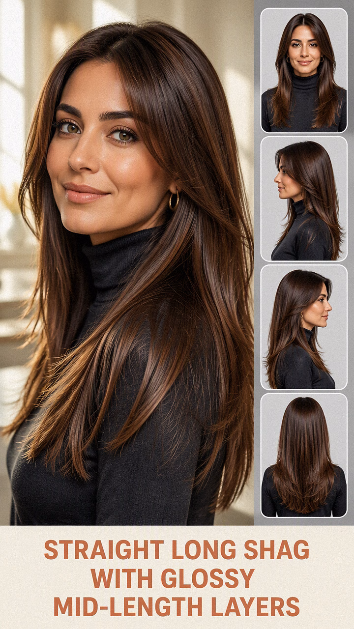 Straight Long Shag With Glossy Mid-Length Layers