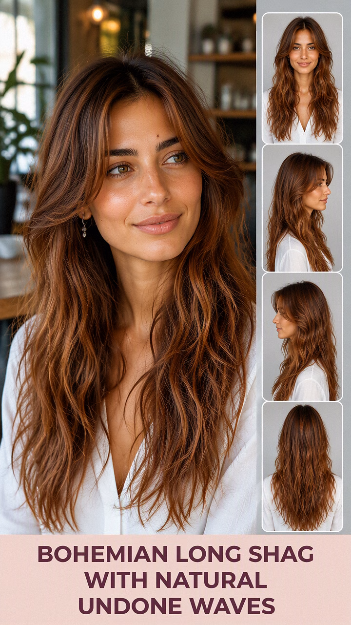 Bohemian Long Shag With Natural Undone Waves