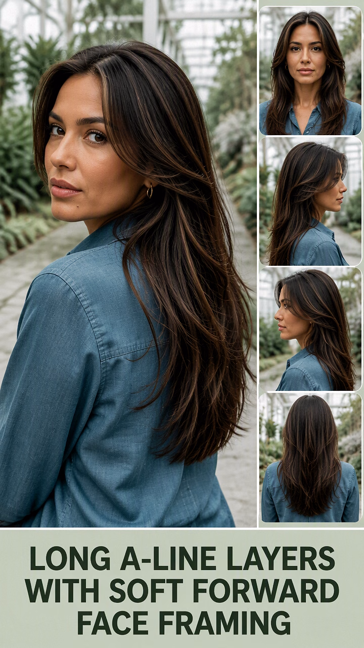 Long A-Line Layers With Soft Forward Face Framing
