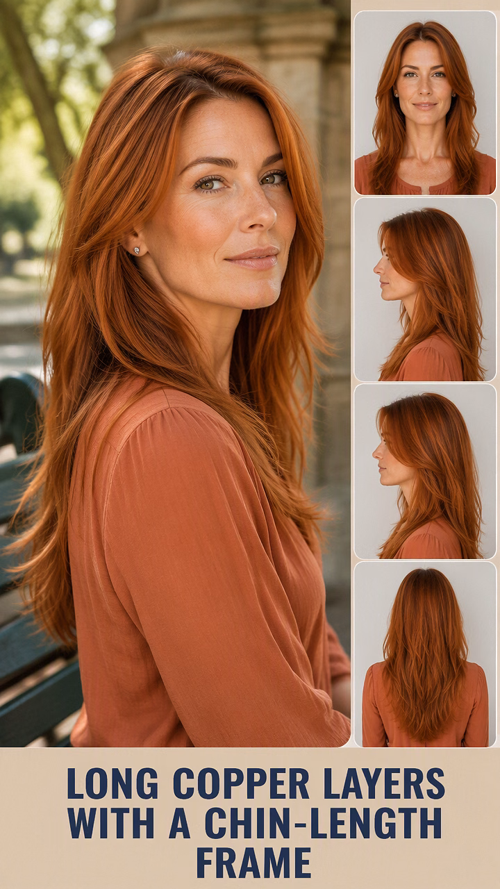 Long Copper Layers With A Chin-Length Frame