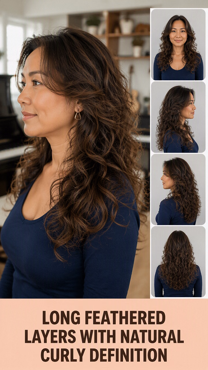 Long Feathered Layers With Natural Curly Definition