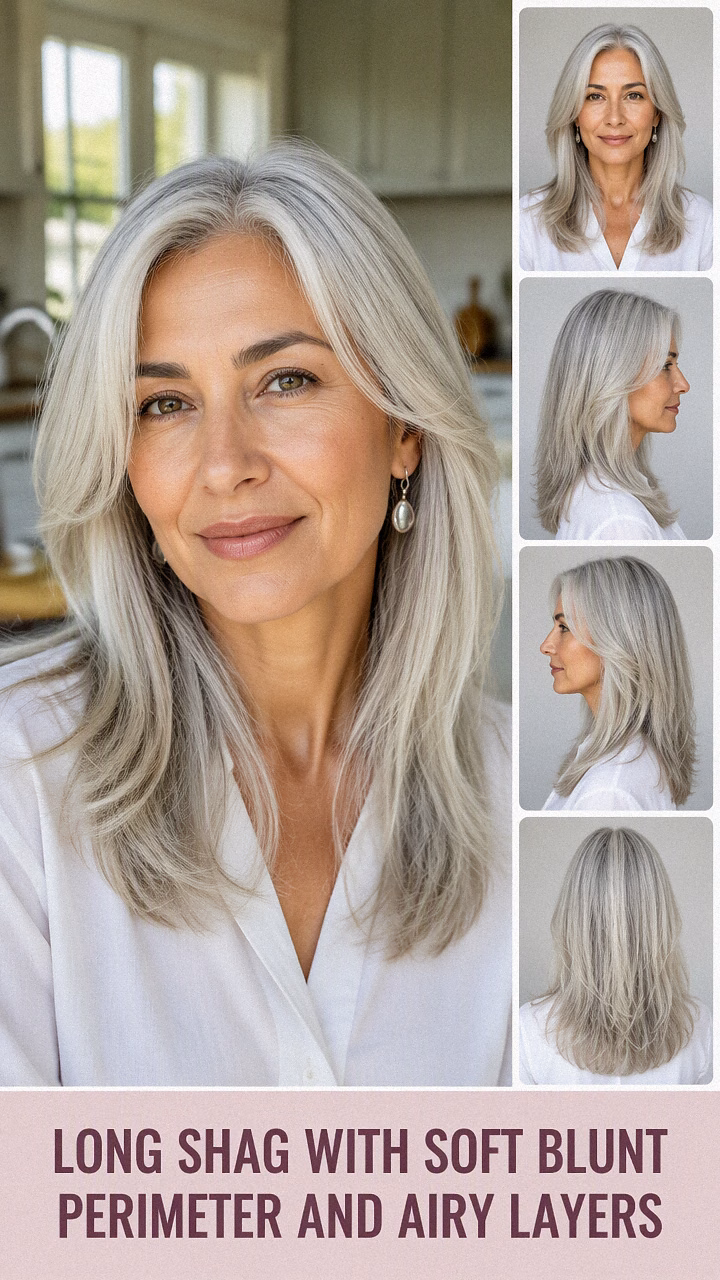 Long Shag With Soft Blunt Perimeter And Airy Layers