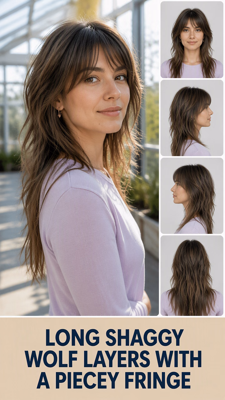 Long Shaggy Wolf Layers With A Piecey Fringe