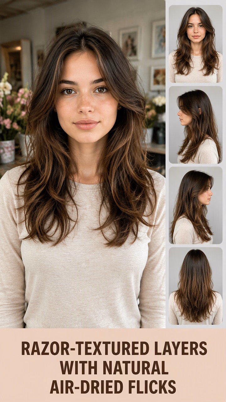 Razor-Textured Layers With Natural Air-Dried Flicks