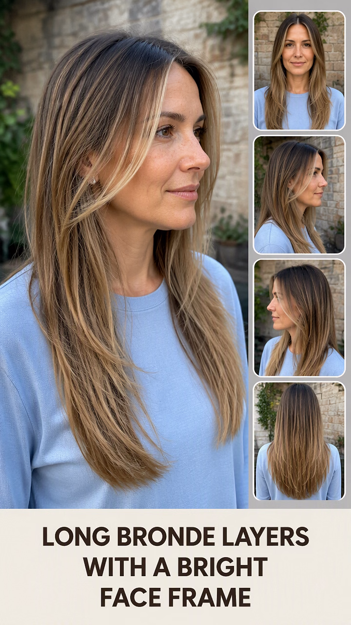 Long Bronde Layers With a Bright Face Frame