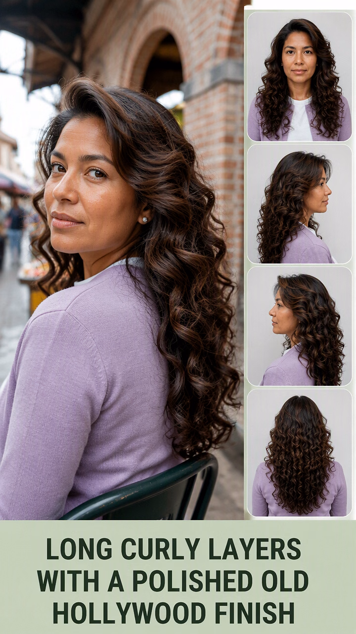 Long Curly Layers With a Polished Old Hollywood Finish
