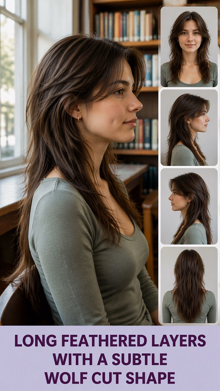 Long Feathered Layers With A Subtle Wolf Cut Shape